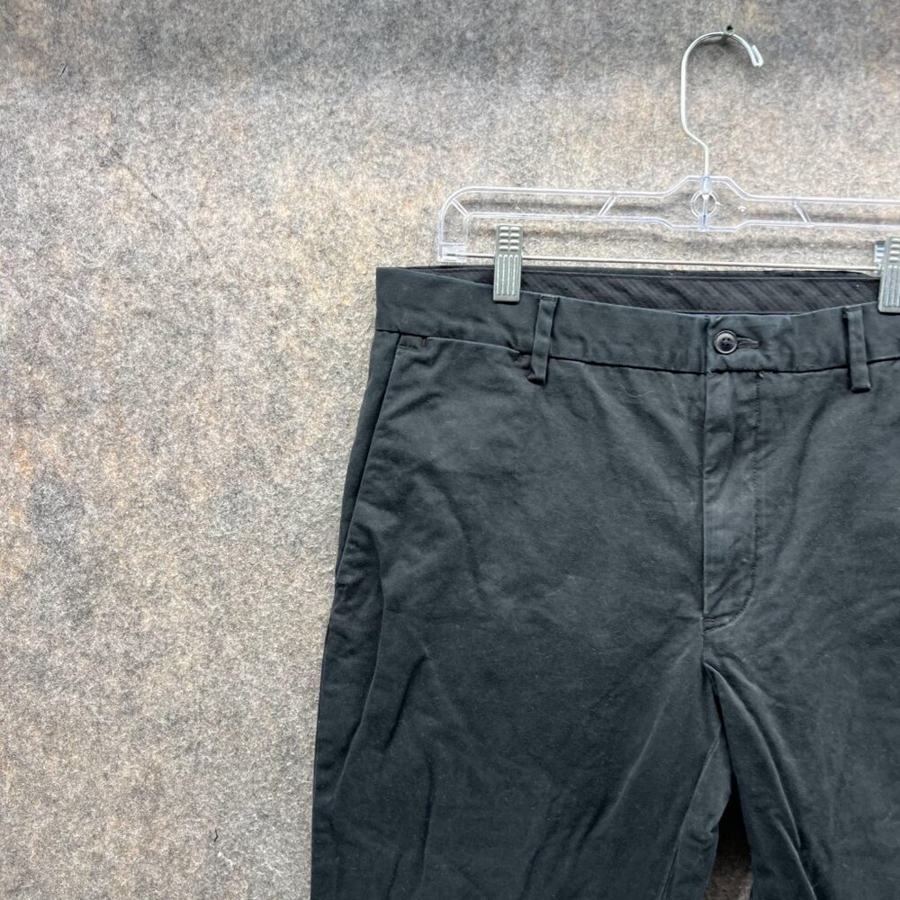Ralph Lauren Pants Men 35x30 Black Chino Flat Front Stretch Slim Fit Trousers - Picture 10 of 12